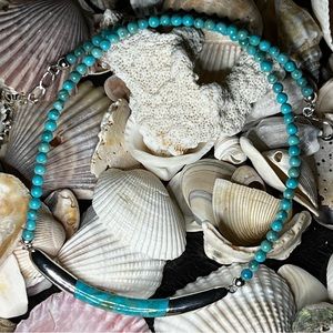 Jay King sterling silver turquoise inlay bar necklace